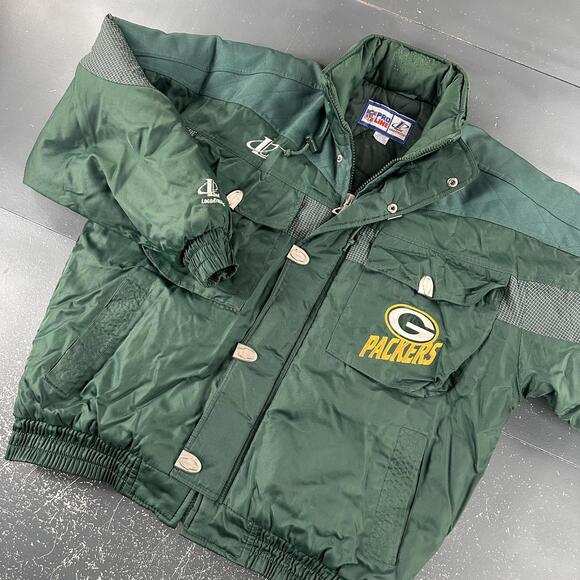 VTG Green Bay Packers Jacket Mens XL Green Puffer 90's Logo Athletic Pro Line - Picture 3 of 11